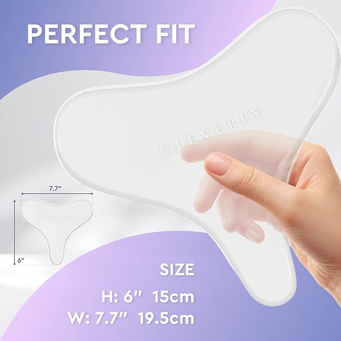 CLEVERFY Silicone Chest Wrinkle Pads for Décolleté - 6-Pack of T-Shape Reusable Anti-Wrinkle Patches