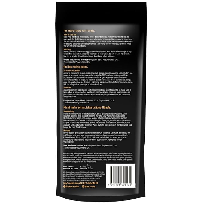 b.tan Body Self Tanning Mitt | I Don't Want Tan On My Hands - Self Tanning Applicator Glove with Thumb, Streak-Free, Even Application, Velvety Soft, Reusable, Sunless Tan, Body Lotion, Tanning Lotion