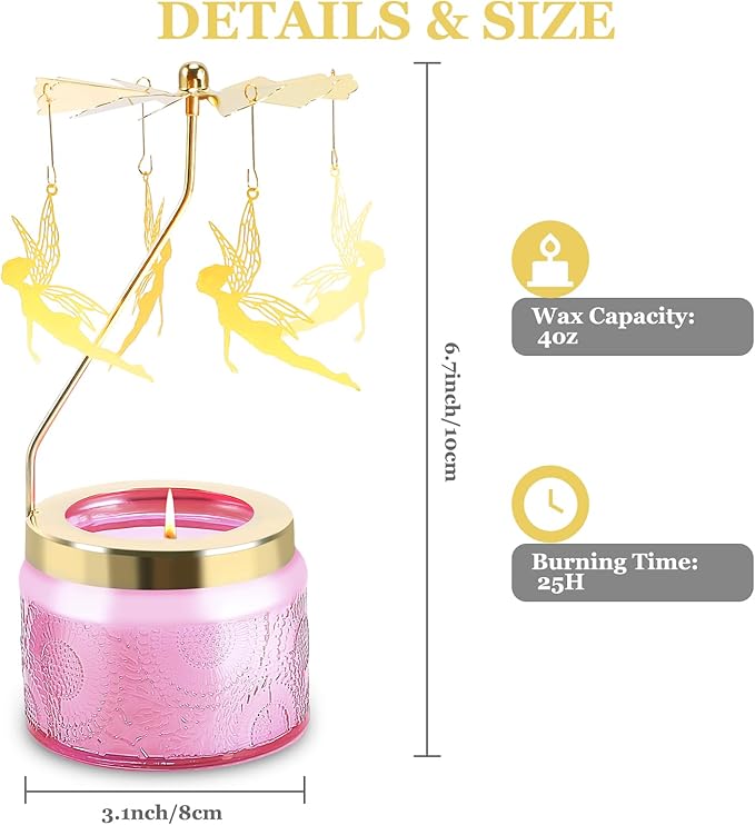 Rotatable Candle, Birthday Gifts for Women, Vanilla Cream Scented Candles Anniversary Christmas Thanksgiving, Unique Butterfly Gifts Best Girl, Friends,Mom, Pink