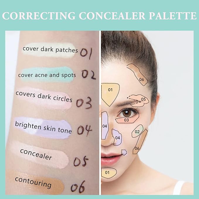 6 Colors Correcting Concealer Palette, Makeup Cream Contour