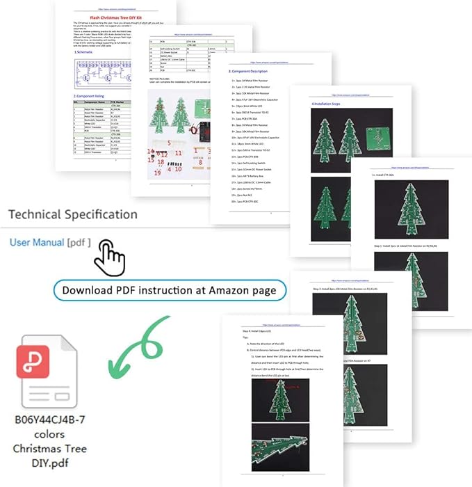 5 PCS Christmas Tree Soldering Project, Icstation 3D Xmas Tree Soldering Kit with LED Flashing Lights Soldering Practice 7 Colors DIY Christmas Tree Assemble Kit for Learning Teaching STEM Educational