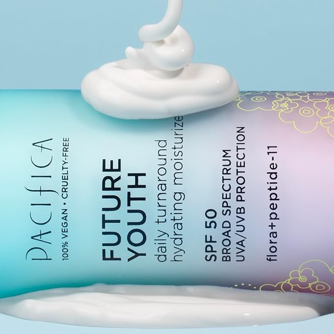 Pacifica Beauty Future Youth Daily Turnaround Hydrating Moisturizer, SPF 50 Broad Spectrum, UVA/UVB Sun Protection, Sunscreen, Face Moisturizer, For Aging and All Skin, Vegan, 1.7 fl oz (1 Count)