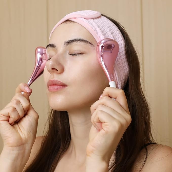 Cryo Sticks for Face, Ice Globes Cryo Globes for Facials, Esthetician Supplies Gifts, Unbreakable Stainless Steel Ice Roller Cooling Spa Balls with Storage Case