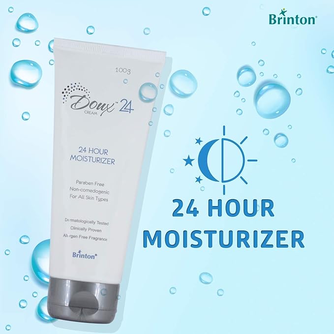 Doux 24-Hour Daily Moisturizing Cream for Dry & Itchy Skin | Paraben-Free, Non-Comedogenic, Non-Sticky & Non-Greasy | Allergen-Free Fragrance | Suitable for All Skin Types, 3.5 oz.