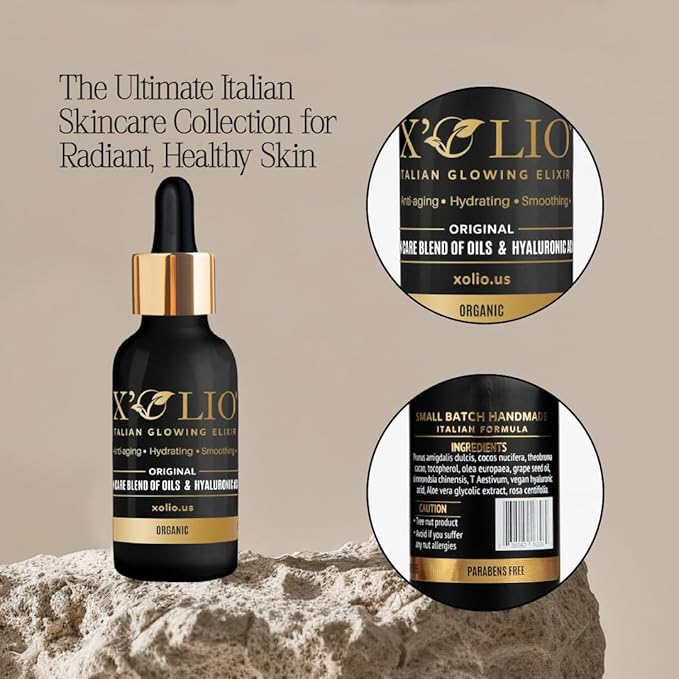 X’Olio Original – The Italian Glowing Elixir | Anti-Aging Face Oil with Hyaluronic Acid, Aloe Vera & Vitamin E | Deep Hydration, Barrier Repair & Glow for Dry or Mature Skin | 30ml