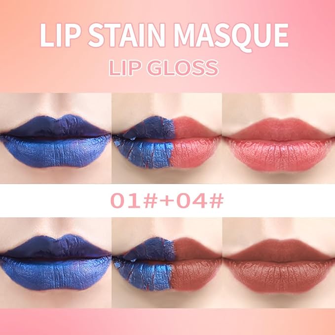 2Pcs Matte Lip Stain Wipe Off Masque - Peel Off Lip Stain Tattoo, All Day Peel Off Lip Tint,Long Lasting Lip Mask,Waterproof Transfer-proof Lip Liner Peel Off Lip Gloss,Stay Lip Makeup 01+04