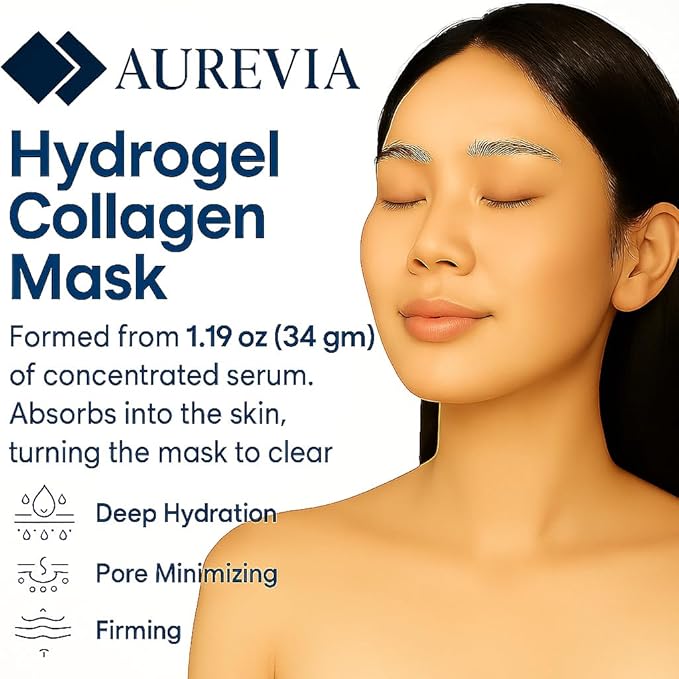 5-Pack Bio-Collagen Hydrogel Face Masks | Overnight Hydrating Sheet Mask for Women, Anti-Aging, Wrinkle Reduction & Pore Minimizing Skincare
