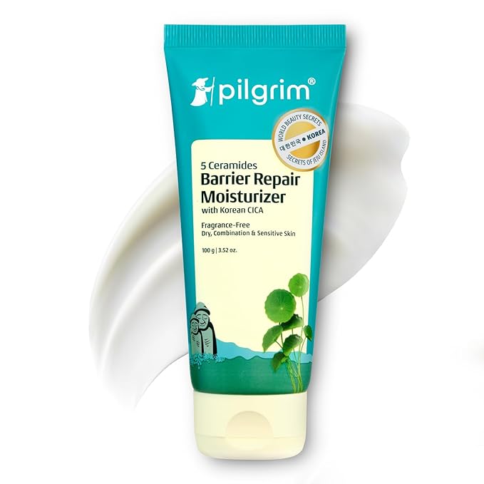 Pilgrim Cica Moisturizer for Face with 5 Ceramides and Hyaluronic Acid 3.53 Oz (100g) | Lightweight Face Cream for Barrier Repair and Hydration | For All Skin Types