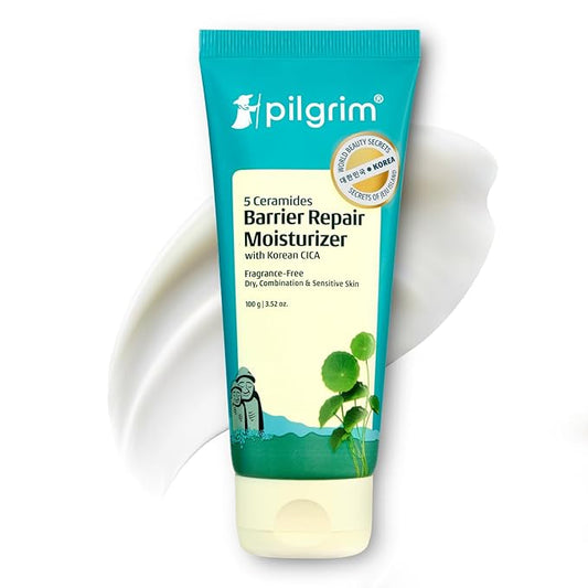 Pilgrim Cica Moisturizer for Face with 5 Ceramides and Hyaluronic Acid 3.53 Oz (100g) | Lightweight Face Cream for Barrier Repair and Hydration | For All Skin Types