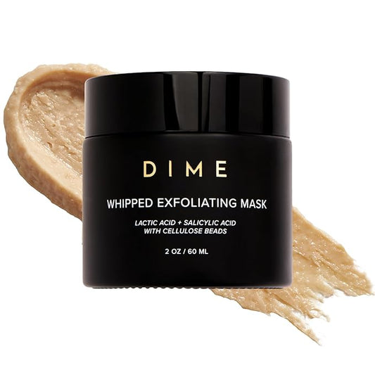 DIME Beauty Whipped Exfoliating Mask, Face Scrub and Cleanser, Lactic Acid and Salicylic Acid Scrub, 2 oz / 60 ml