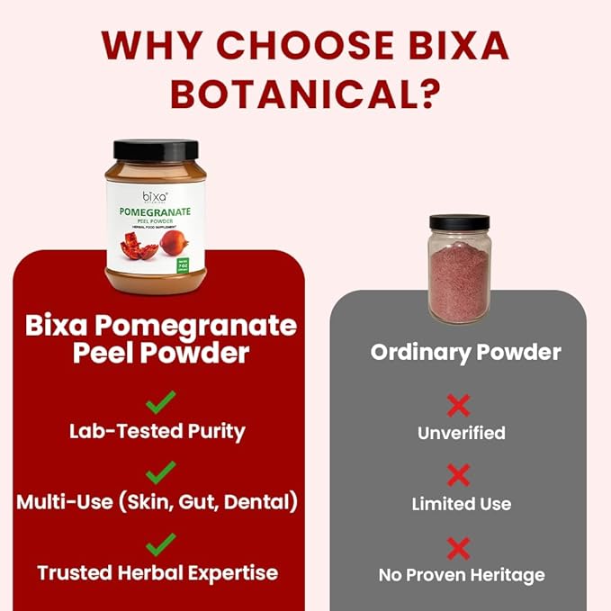 bixa BOTANICAL Pomegranate Peel Powder | Herbal Tea, Skincare & DIY Beauty | Punica Granatum, Ayurvedic Herbal Supplement | Gluten Free, Non-GMO, Steam Treated, Vegan, 100% Pure | 200g / 7oz