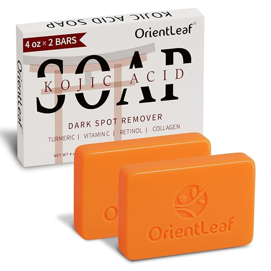 Kojic Acid and Turmeric Soap for Dark Spots Remover, Brightening, Hyperpigmentation for Face, 4oz x 2 BARS