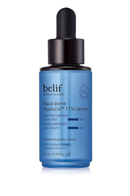 belif Aqua Bomb Hydrating Hyalucid™ 11% Serum, 5 Types of Hyaluronic Acid, Good for Dryness, Dullness, Loss of Firmness & Elasticity, Glycerin, For All Skin Types, Korean Skin Care