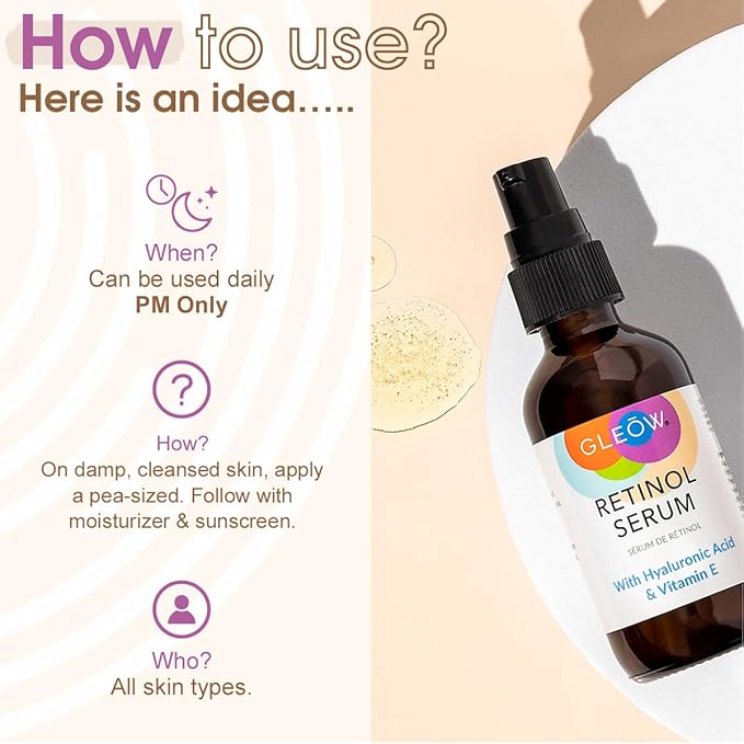 Retinol Serum for Face with Hyaluronic Acid, Retinol for Face Is Suitable for All Skin Types, Hydrating Serum Women and Men Plumps Youthful Appearance 2oz