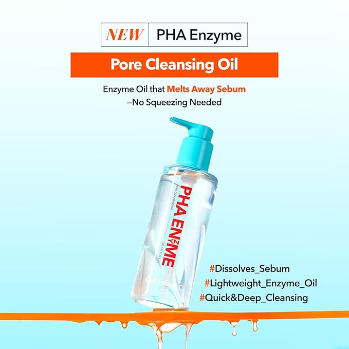 Cell Fusion C PHA Enzyme Pore Cleansing Oil, Makeup Remover with Enzyme, PHA & Jojoba Oil, Removes Blackheads & Sebum, Lightweight Facial Cleanser, 6.76 fl.oz / 200ml
