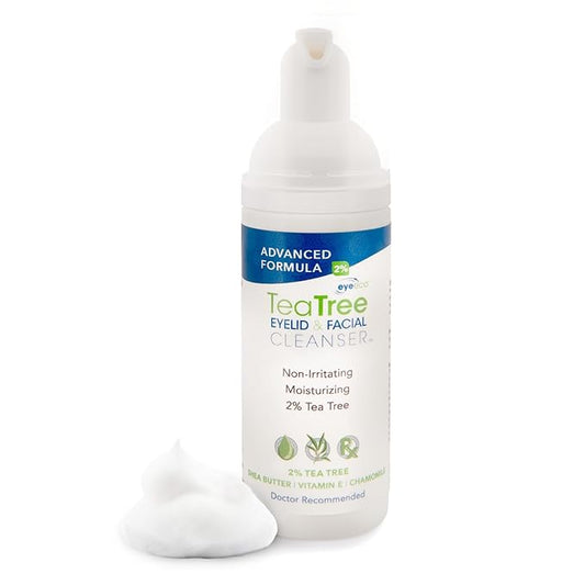 Advanced Tea Tree Eyelid and Facial Cleanser - 180mL - Non-Irritating Eyelash & Eyelid Cleanser Soothes Irritation with Tea Tree, Vitamin E and Shea Butter