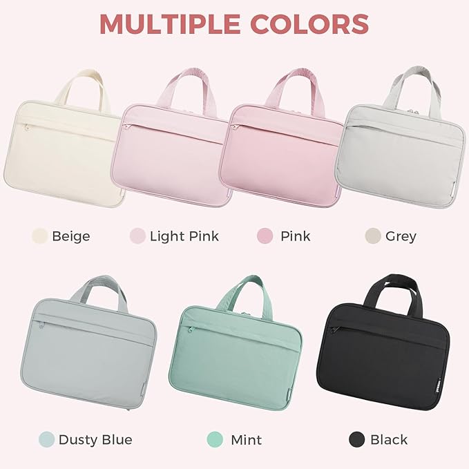 Toiletry Bag For women,Portable Hanging Organizer,4 Leakproof Compartment for full-sized Conditioner, Brushes Set, Makeup Accessories,Visible and easy to access.L-pink