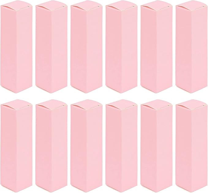 Framendino, 50 Pack Pink Kraft Paper Lipstick Boxes Rectangle Lipstick Bottle Boxes Reusable Lip Balm Packaging Cases Gift Wrapping Box for DIY Gift Packaging (3.3x0.79x0.79)