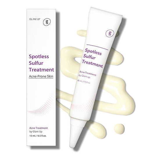 GLAM UP Spotless 10% Sulfur Treatment Spot Serum for Fast Healing Pimples, Blemishes and Acne Breakouts, Overnight Acne Soothing15mL, 0.5 fl. oz. [Made in the US]