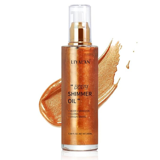 Liyalan Shimmer Body Oil Bronze Gold 5 Color Fl Oz/03)