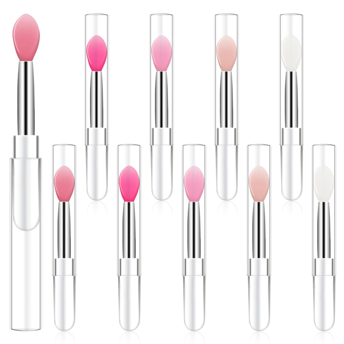 10Pcs Lip Brush Silicone Lip Brushes Tool Lipstick Applicator Brushes with Caps for Makeup Beauty Brushes, Lip Mask Applicator,Eyeshadow Lip Brush for Applying Mask Oil, Lipstick Lip Gloss