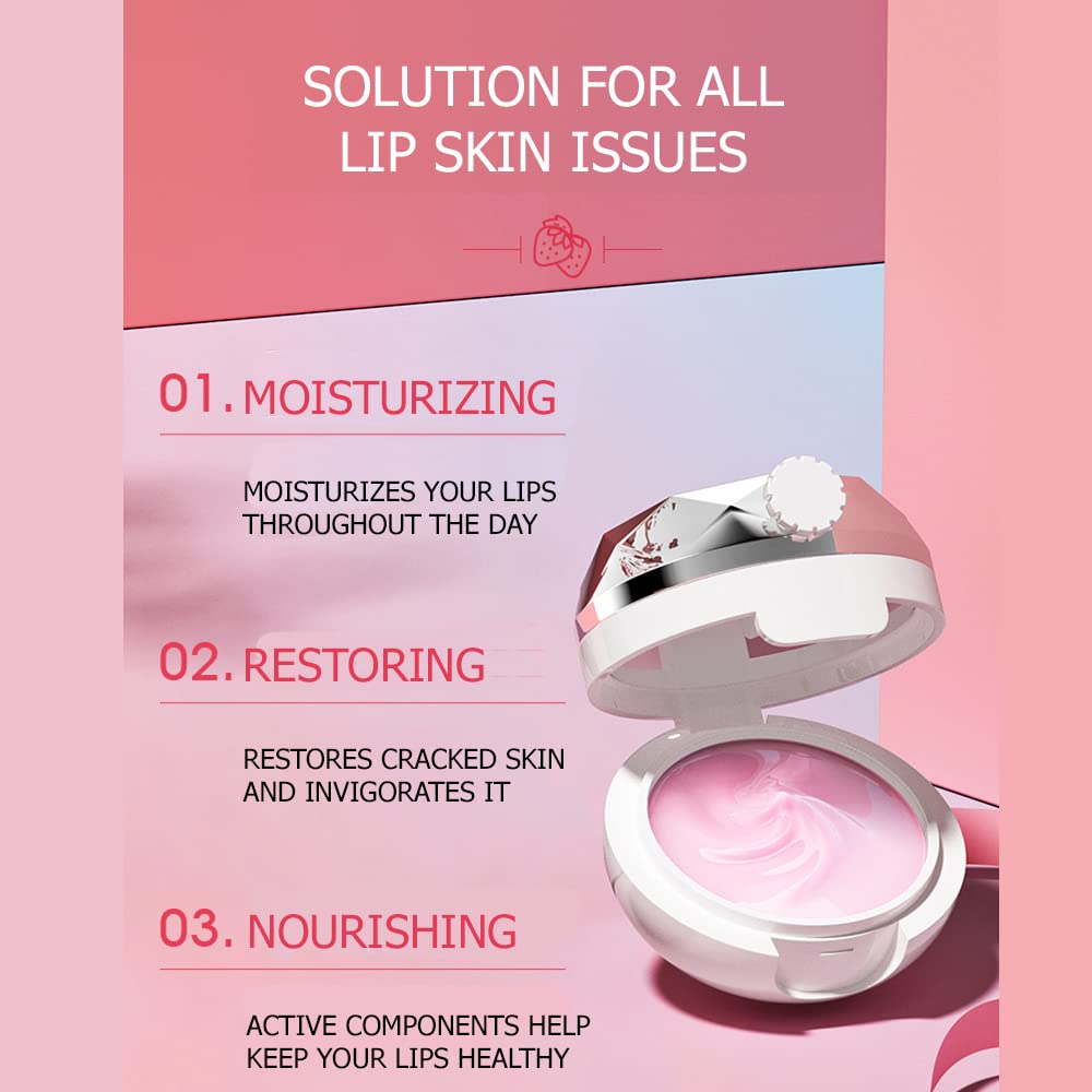 BIOAQUA Strawberry Fruit Moisturizing Lip Mask Hydrating Oil Dry Lips Repair Cracked Skin Cream 13g 0.46oz