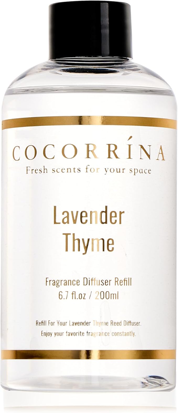 COCORRÍNA Refill- Lavender Thyme 6.7 Fl.oz Reed Diffuser Refill with 8 Sticks