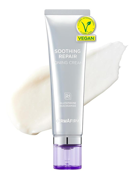 Dermafirm Soothing Repair Toning Cream - Korean Skin Care Moisturizer Face Cream w/Niacinamide, Bakuchiol, Glutathione & 8x Hyaluronic Acid - Vegan Glowing Skin Firming Cream (1.69 fl oz)