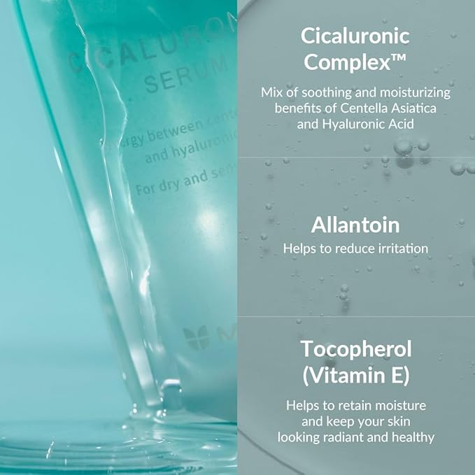 MIZON Cicaluronic Serum Soothing Moisturizing Centella Asiatica Hyaluronic Acid Vegan Formula Korean skincare (30ml 1.01 FL oz)