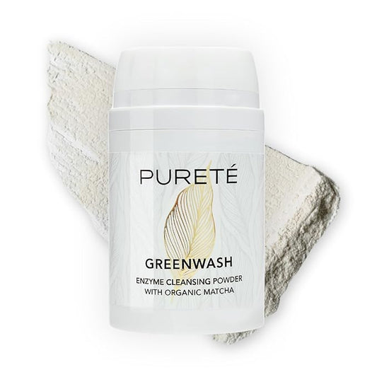 Pureté Greenwash – Gentle Enzyme Powder Face Wash with Matcha & Papain | Daily Exfoliating Cleanser for Sensitive Skin | Clean Beauty Inspired by Japanese Skincare