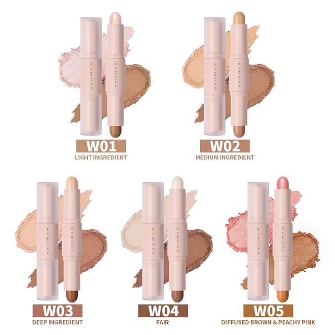 KIMUSE 2Color Dual Cream Contour Stick, Multi Blush Face Makeup