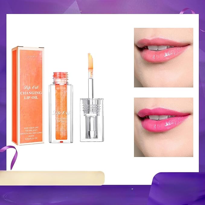 Conversionh Color Changing Lip Oil, Conversion Lip Stain, Conversionh Lip Oil, Boss up Magic Color Changing Lip Oil, Warm Change Hydrating Plumping Lip Nourishing Non-stick Oil (Orange)