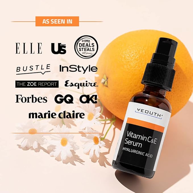 YEOUTH Vitamin C Face Serum with Hyaluronic Acid, Hydrating Vitamin C Serum for Face, Targets the Appearance of Dull Spots 2oz