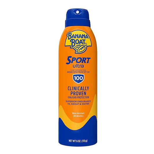 Banana Boat Sport Ultra SPF 100 Sunscreen Spray, 6oz | Sport Sunscreen Spray SPF 100, Banana Boat Sunscreen SPF 100 Spray, High SPF Sunscreen, Water Resistant Sunscreen, 6oz