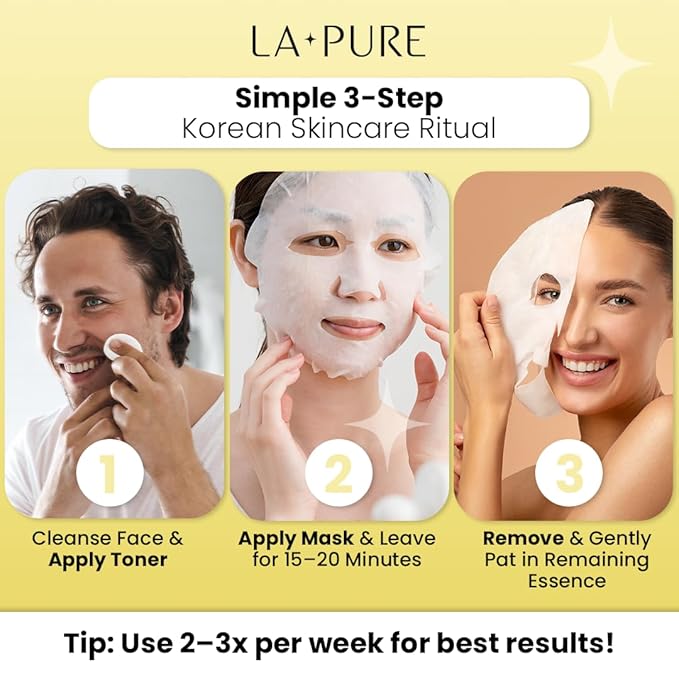 Snail Mucin Mask – 10ct Korean Sheet Mask Pack for Signs of Aging, Aid Skin Repair & Hydration – Pure Snail Mask for Face with Collagen & Hyaluronic Acid – Cruelty-Free Hydrating Sheet Mask