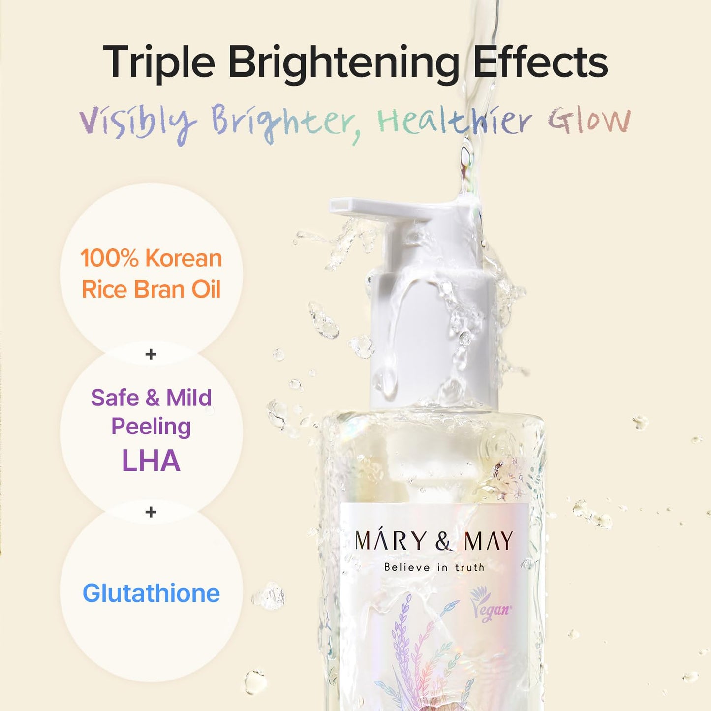Mary&May Rice + Glutathione LHA Cleansing Oil | Daily Makeup Remover | Removes Impurities, Sebum & Clogged Pores | Double Cleanse | Gentle Exfoliation for Sensitive Skin | Korean Skincare | 6.76 fl oz