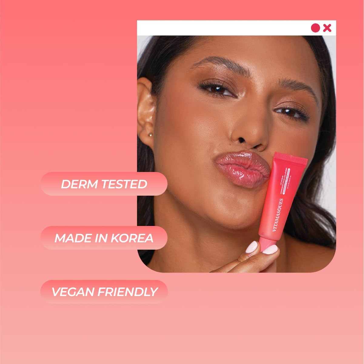 Vitamasques Lip Sugar Scrub - Watermelon, Lip Exfoliator Scrub, Sugar Scrubs, Overnight Hydration & Softening, Soothing Dryness, moisturizing lip scrub is enriched with Shea Butter - Made in Korea