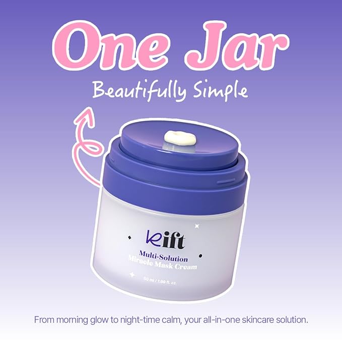 kift Multi-Solution Miracle Cream, All-in-One Moisturizer & Overnight Mask for Deep Hydration, Soothing Sensitive Skin, Pudding-Like Texture, Fragrance-Free, 1.69 fl oz