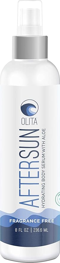 Olita AfterSun Body Serum - Fragrance Free - 8 oz - Hydrating Body Oil with Aloe Vera - All-Natural with Vitamin E - Cooling Sunburn Relief