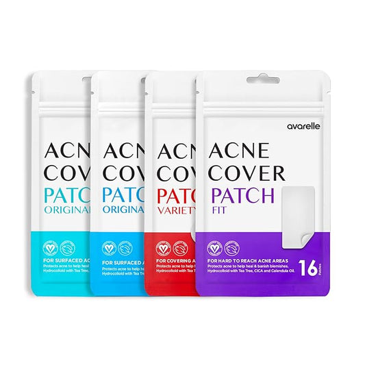 AVARELLE Pimple Patches (40 Count) Hydrocolloid Acne Patches, Acne Treatment for Blemishes and Zit with Tea Tree Oil, Calendula Oil and Cica Oil for Face, Vegan, C (40 CT + 80 CT + Fit + Variety)