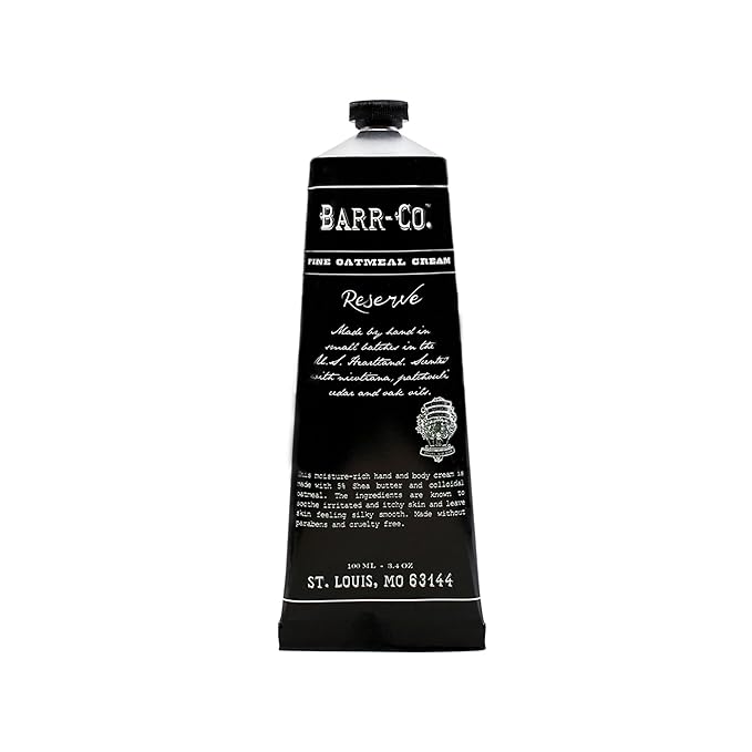 BARR-CO. Reserve Hand & Body Cream, Woody Patchouli & Nicotene Aroma, Body Cream for Dry Cracked Skin, Suitable for Aging Crepey Skin, Moisturizing Shea Butter Cream, 3.4 oz