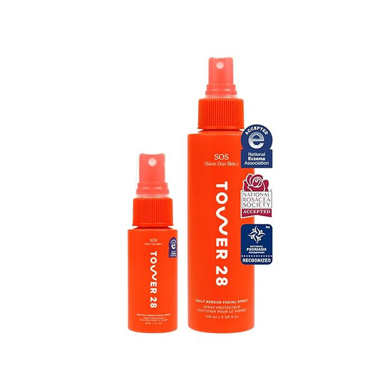 Tower 28 SOS Daily Rescue Facial Spray for Sensitive Skin, 1 FL Oz&4 FL OZ