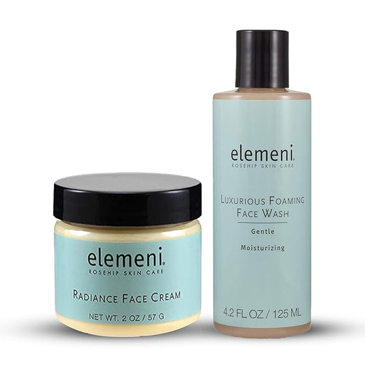 Max Green Alchemy elemeni Luxurious Foaming Face Wash & Anti-Aging Radiance Cream - pH Balanced Cleanser & Collagen Moisturizer Duo | Gentle Cleansing, Wrinkle Reduction & Brightening | Vegan Formulas