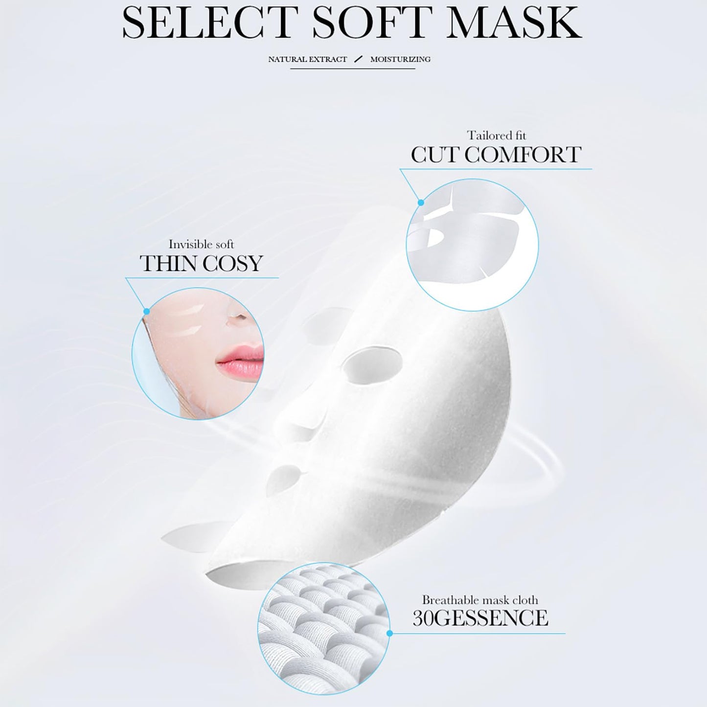 BIOAQUA Facial Mask Firming Deeply Nourish Moisturizing 98% Natural Extract Hydrating Face Mask 5PCS Set (Rose Extract (Anti-Oxygen))