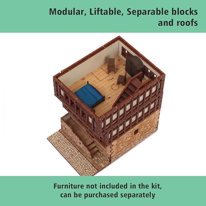 Amber Rowhouse DIY Wooden Building Kit for Adults, Suitable for Playing - Realistic