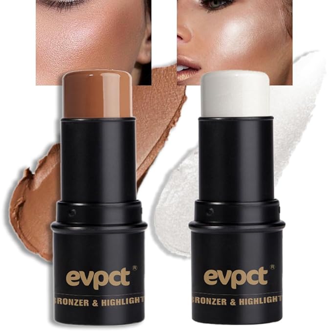 evpct 2Pcs Face Cream Contour Bronzer Sticks Makeup