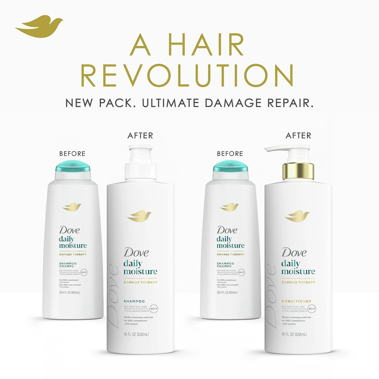 Dove Daily Moisture Shampoo & Conditioner Set with Deep Moisture Body Wash – Deep Hydration for Revitalizing Dry Hair and Skin (3-Piece Set)