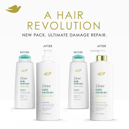 Dove Daily Moisture Shampoo & Conditioner Set with Deep Moisture Body Wash – Deep Hydration for Revitalizing Dry Hair and Skin (3-Piece Set)