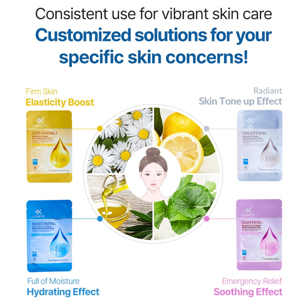 ZIOSTAND Marine Collagen Gold Essence Mask ㅣ Firming Sheet for Skin Elasticity ㅣ Lifting Daily Skincare ㅣ Korean Youthful Glow Face Mask ㅣ 5 of Pack