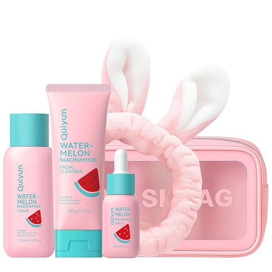 Watermelon Skin Care Set, Beauty Skincare Gift Sets, Fruit Facial Skincare Products, Routine Skin Care for Teens 10-12, Nourishing, Hydration, Glow Up, Trendy Stuff for Girls with 3PCS